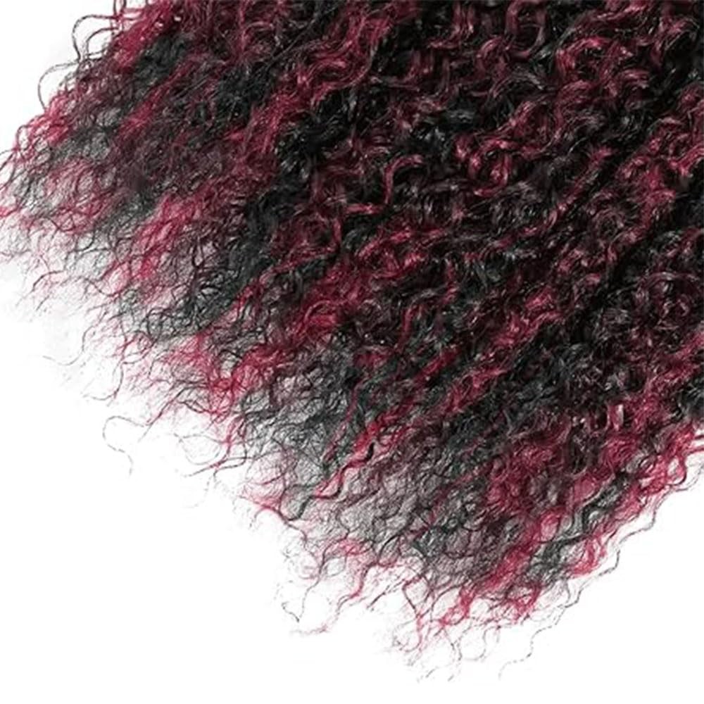 P1B/99J Burgundy Bundles Human Hair 12 14 16 Inch Curly Bundle P1B/99J Highli…