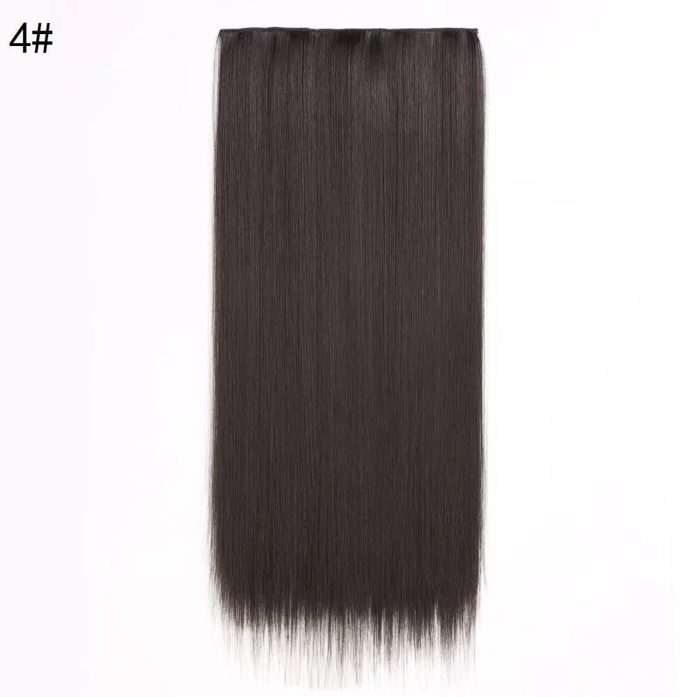 Five-card Clip In Synthetic Long Straight One Piece Hair Extension Seamless Hair