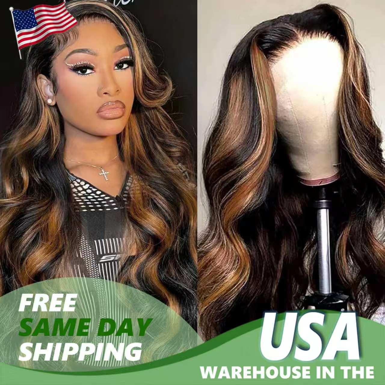 Transparent Lace Wigs 13×4 Ombre 1B/30 200% Density Body Wave Human Hair