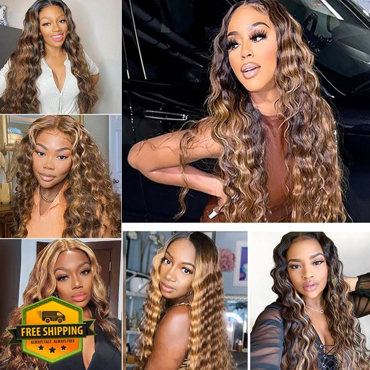 Aonbamds P4/27 Highlight Blonde Deep Wave 28 30 32 Inch