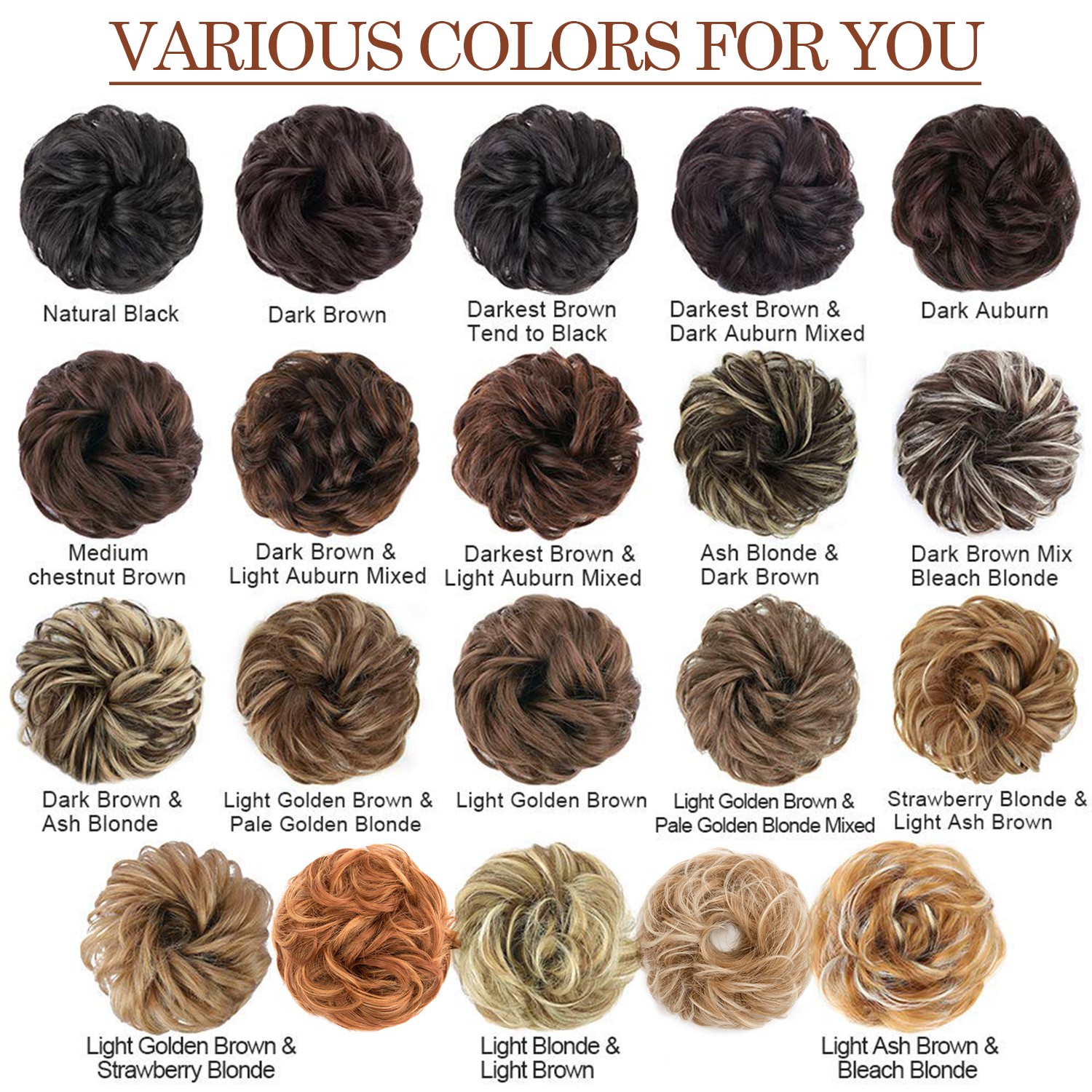 Natural Thick Curly Messy Bun Hair Piece Scrunchie Hair Extensions Real AS human