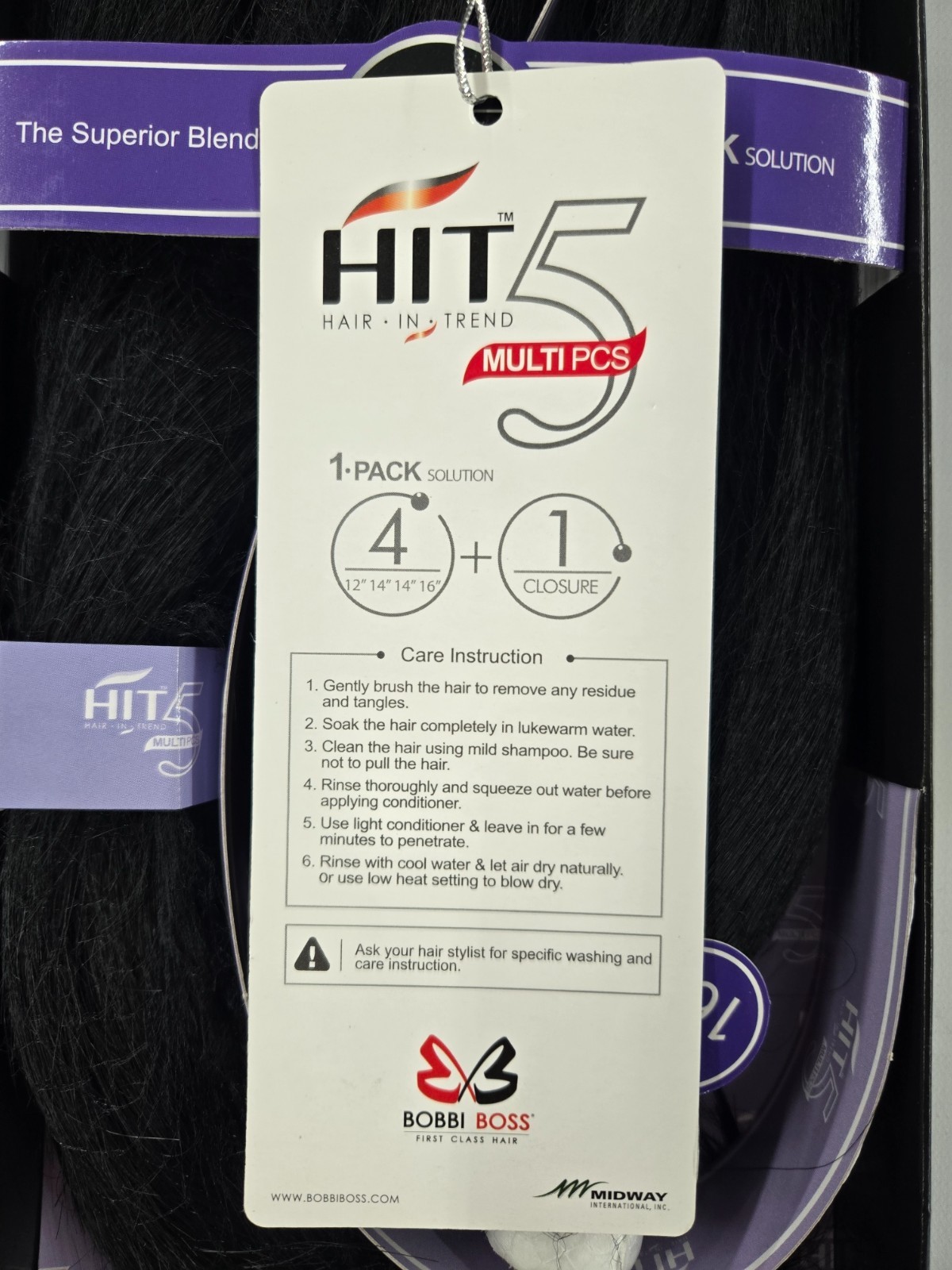BOBBI BOSS HIT5 Multi pcs Synthetic & Human Hair Blend With Closure-Jet Black