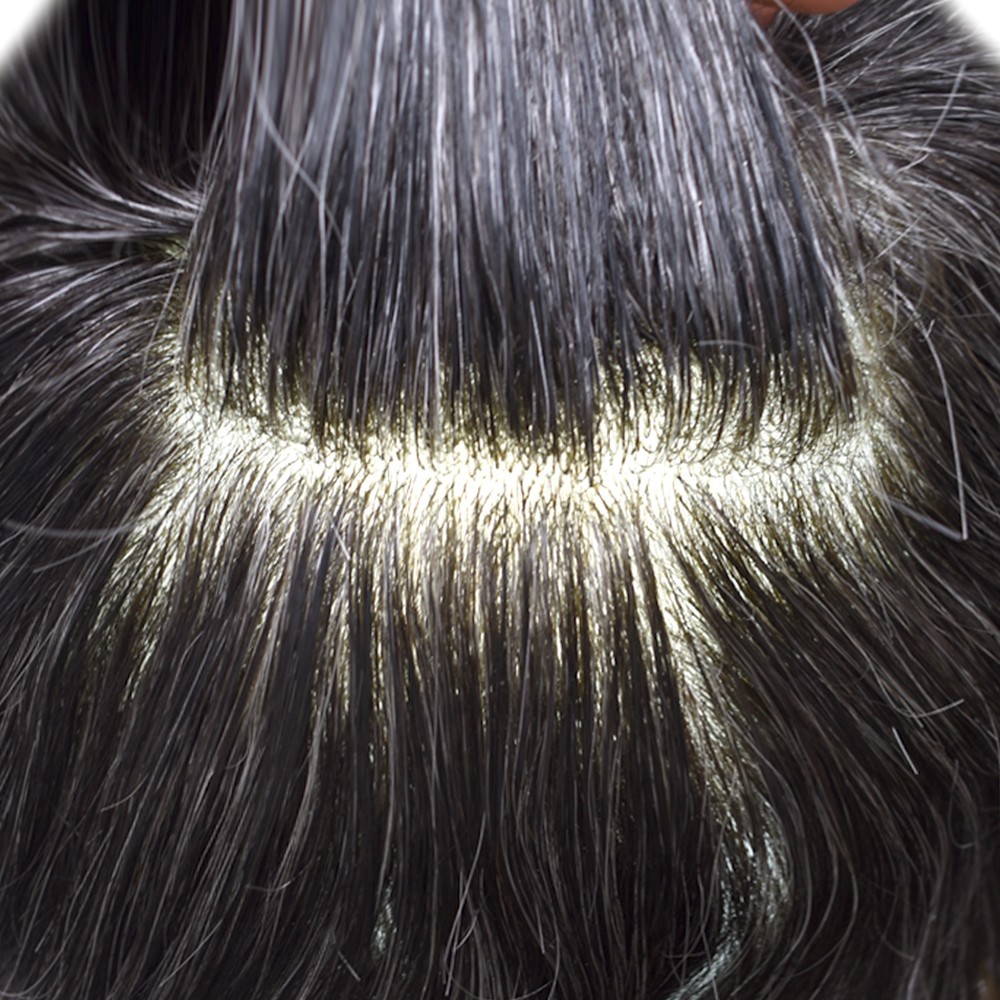 Full Poly Skin Mens Toupee Injected PU Human Hair System Replacement Wig for Men