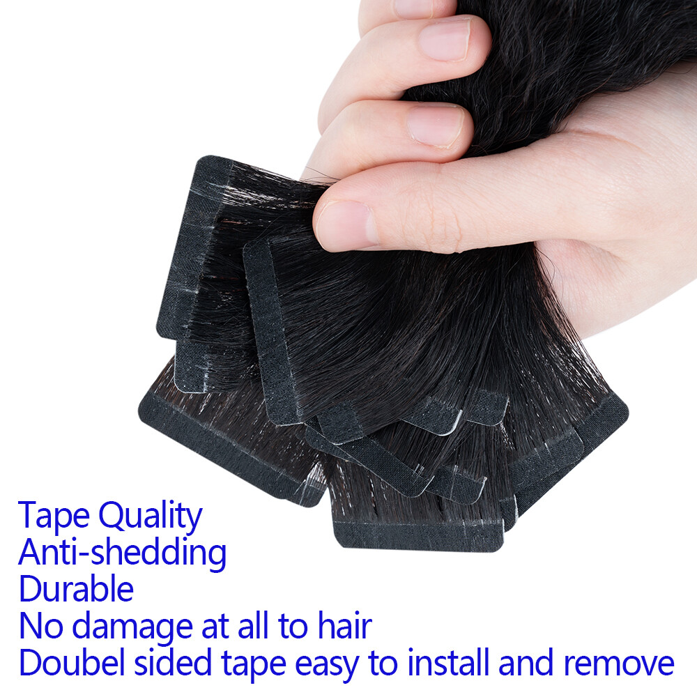 Brazilian Curly Straight Tape In Remy Human Hair Extensions Skin Weft Body Wave