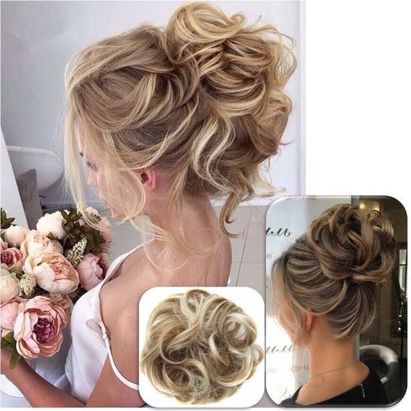 Natural Curly Hair Extension Hairpiece Bun Updo Scrunchie Pony Tail As Human US