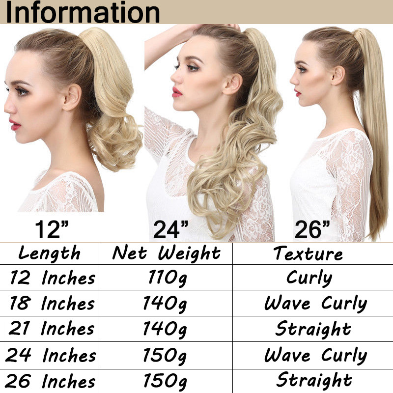 POP Lady Claw Ponytail Short Braid Long Curl As Real Pony Tail Hair Extensions a