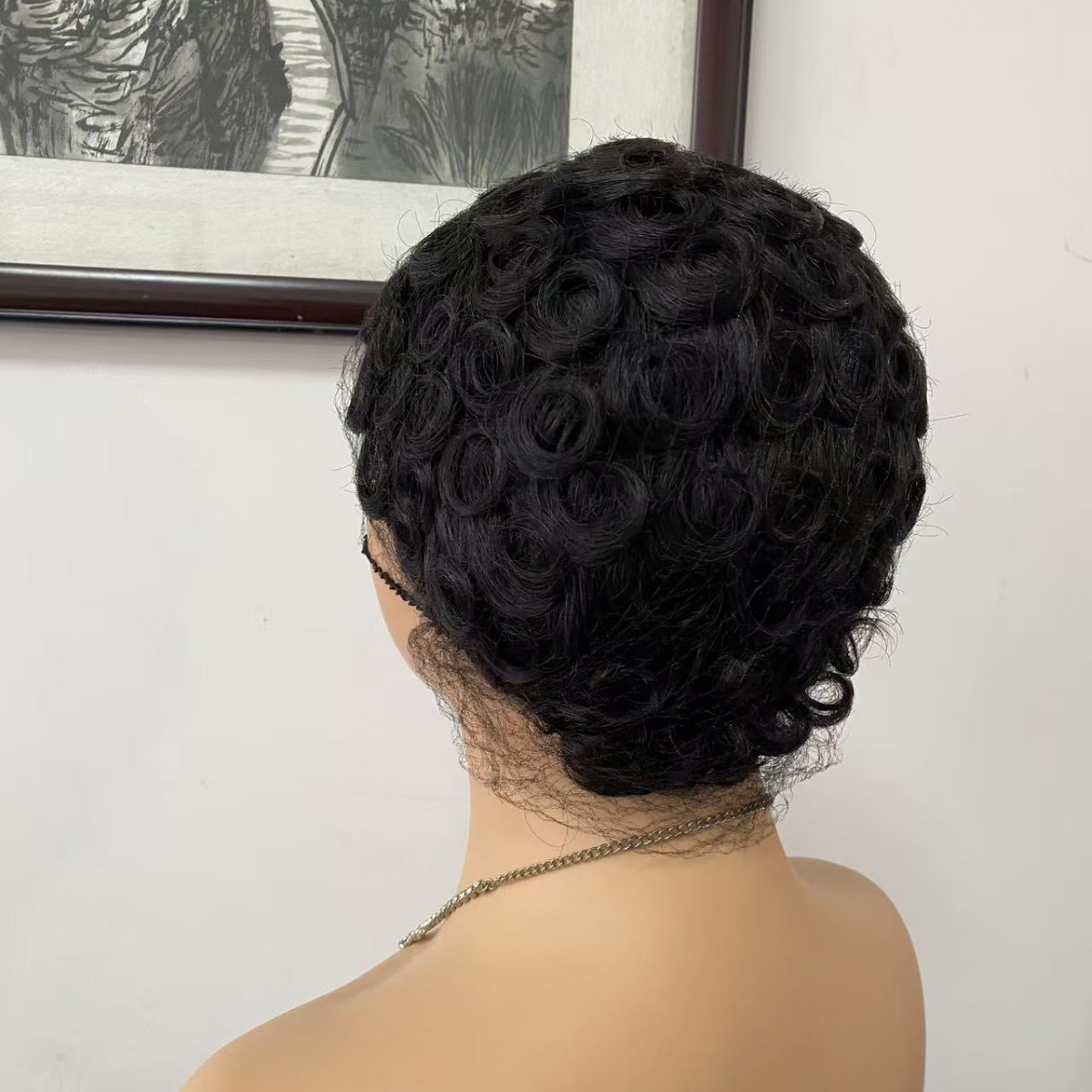 6″ Short Curly Pixie Cut Wig 100% Human Hair Machine Made Afro Kinky