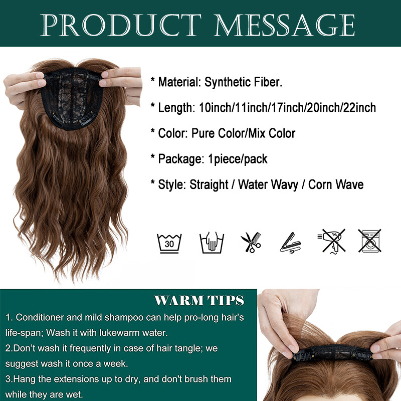 Wave Hair Toupee Lace Top Topper with Air Bang Clip In Hair Extensions Hairpiece