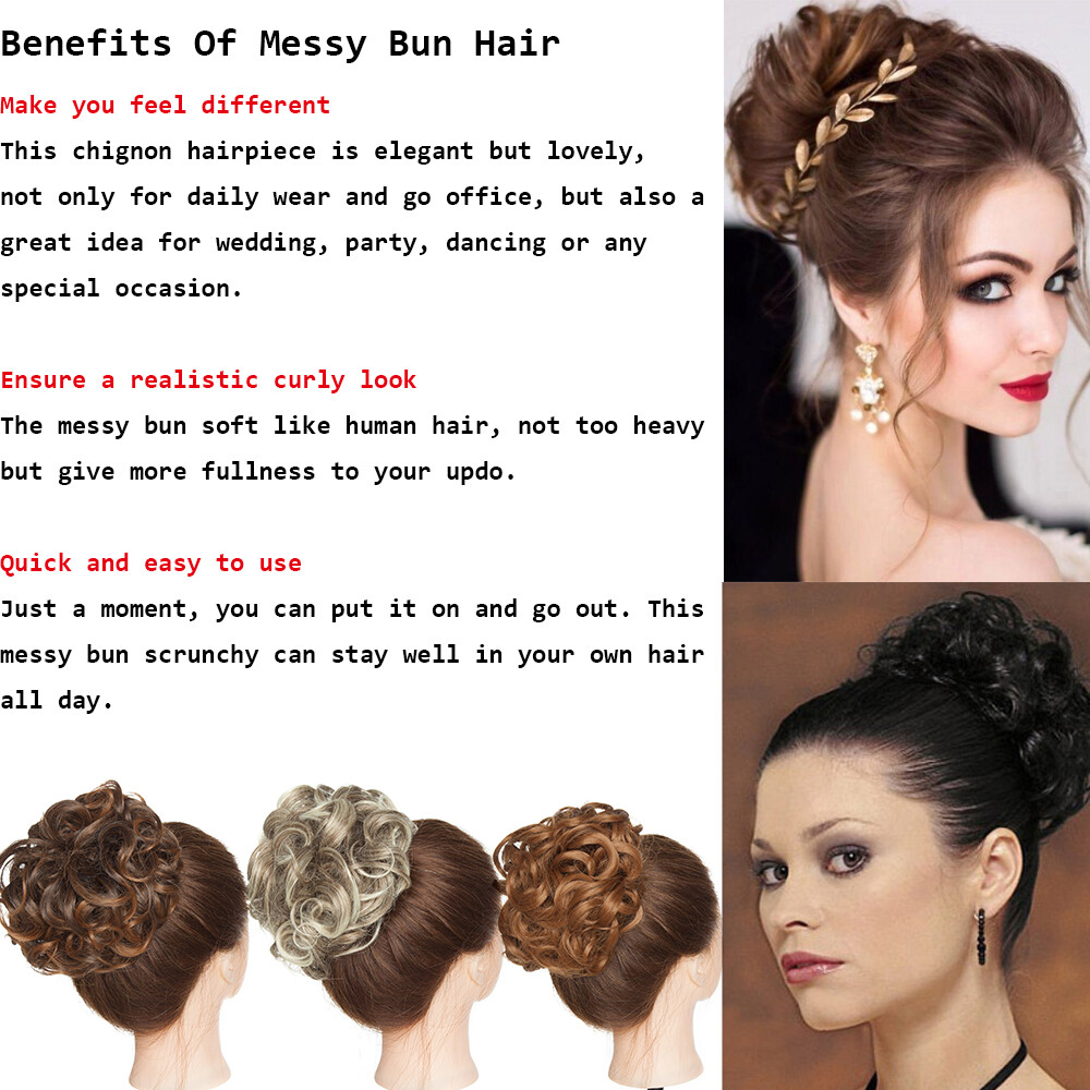Large Chignon Messy Bun Comb Clip in Hair Extensions Hairpiece Scrunchie Curly