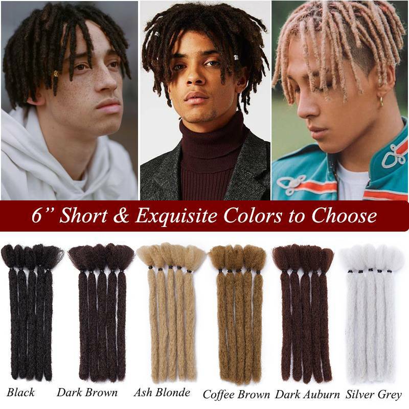 6″ 12″ Men’s Dreadlocks Crochet Braided Dreads Synthetic Hair Extensions Rough