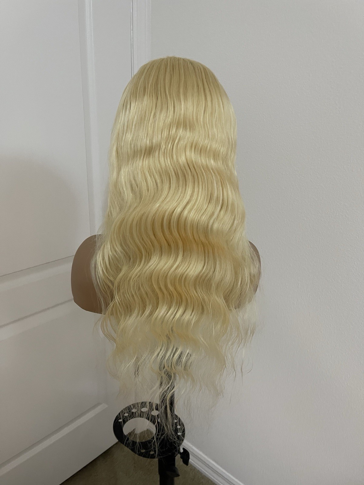 #613 Blonde 22” Silk Base, Full Lace Silk Top Human Hair Body Wave Wig