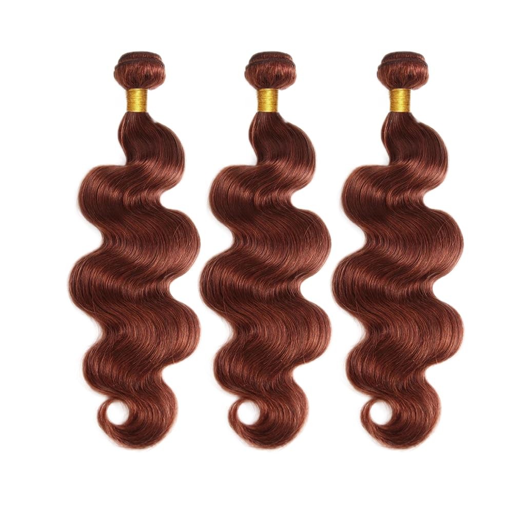 Zevpiul Color 33 Bundles Human Hair Reddish Brown Body Wave 3 Bundles 28 30 32