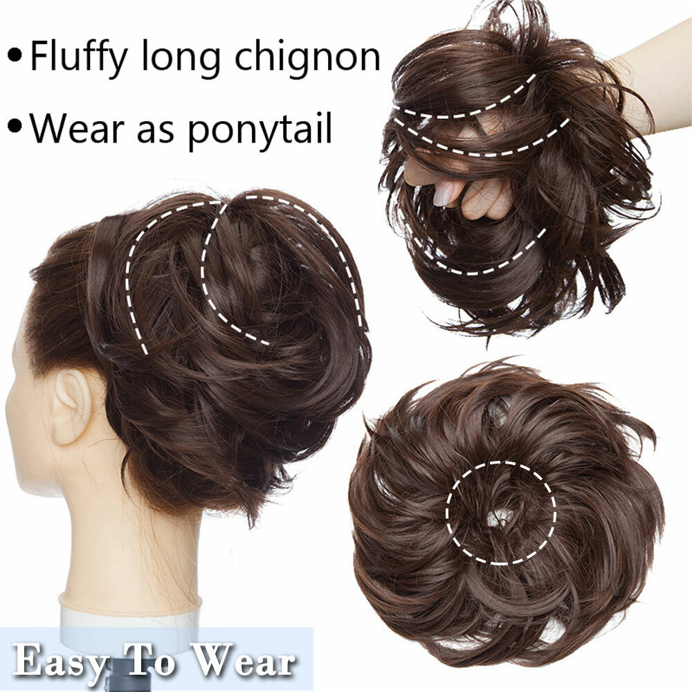 X-Large Scrunchie Messy Bun Hair Piece Tousled Updo Wrap on Ponytail THICK NEW H