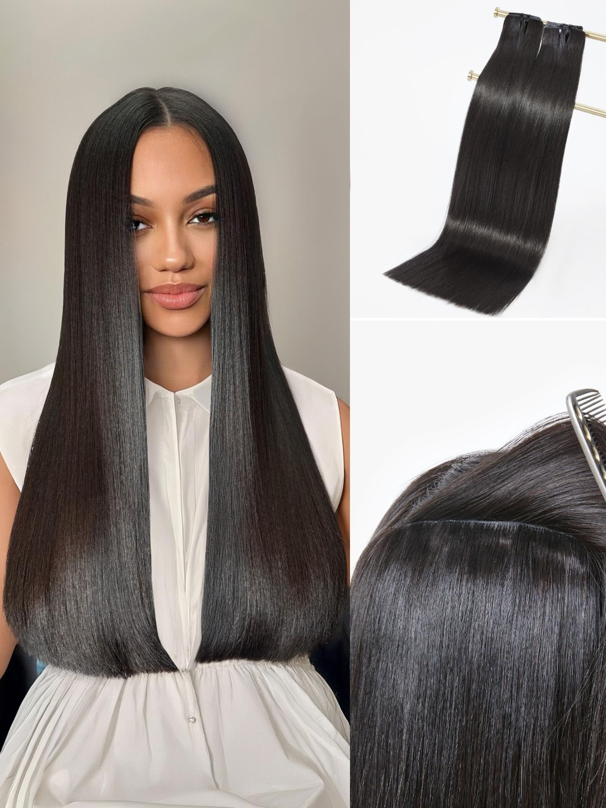 Invisible Silky Straight Clip-In Hair Extensions, 18″ 220g, Real Human Remy Hair