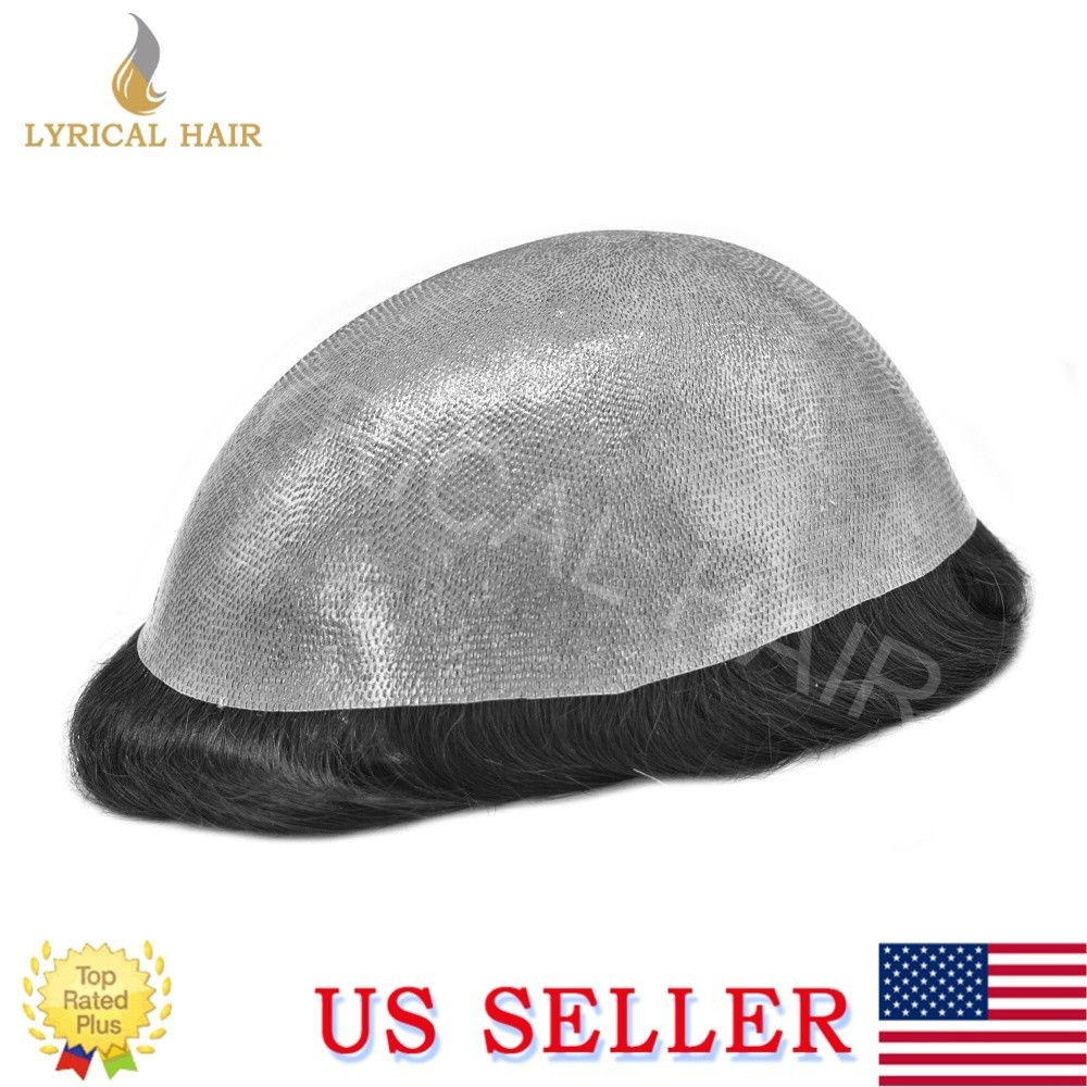 Mens Toupee Human Hair ystem All Poly PU Grey Brown Black Durable Hairpiece Wigs