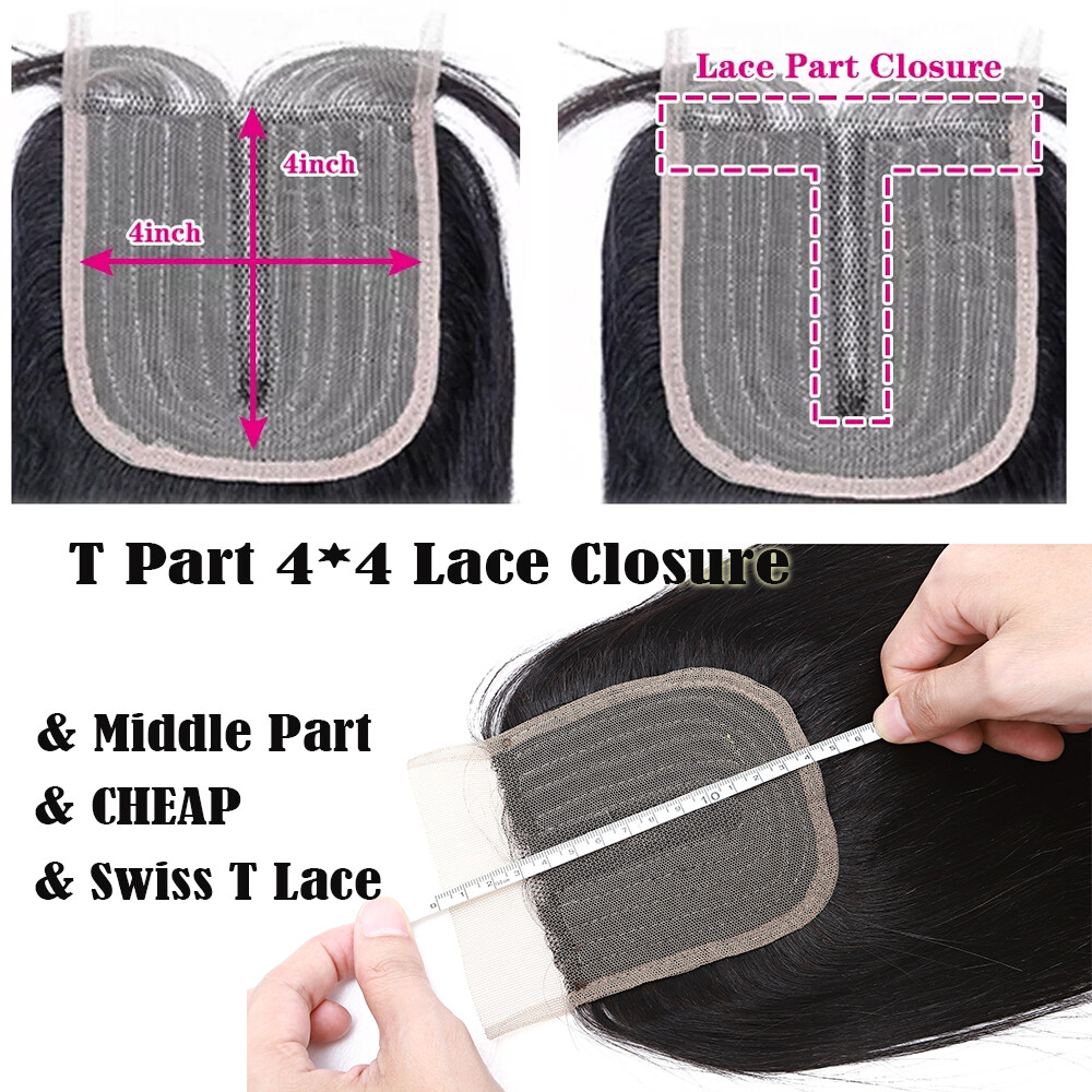 Pre Plucked Front Lace Closure Virgin Human Hair Extensions Brazilian T PART #1B