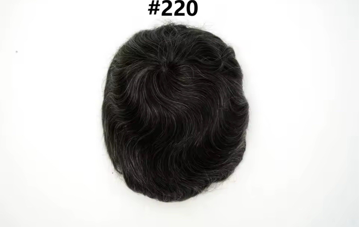 Men’s Human Hair Toupee Hairpiece Transparent Ultra-Thin Skin V-Loop Wavy