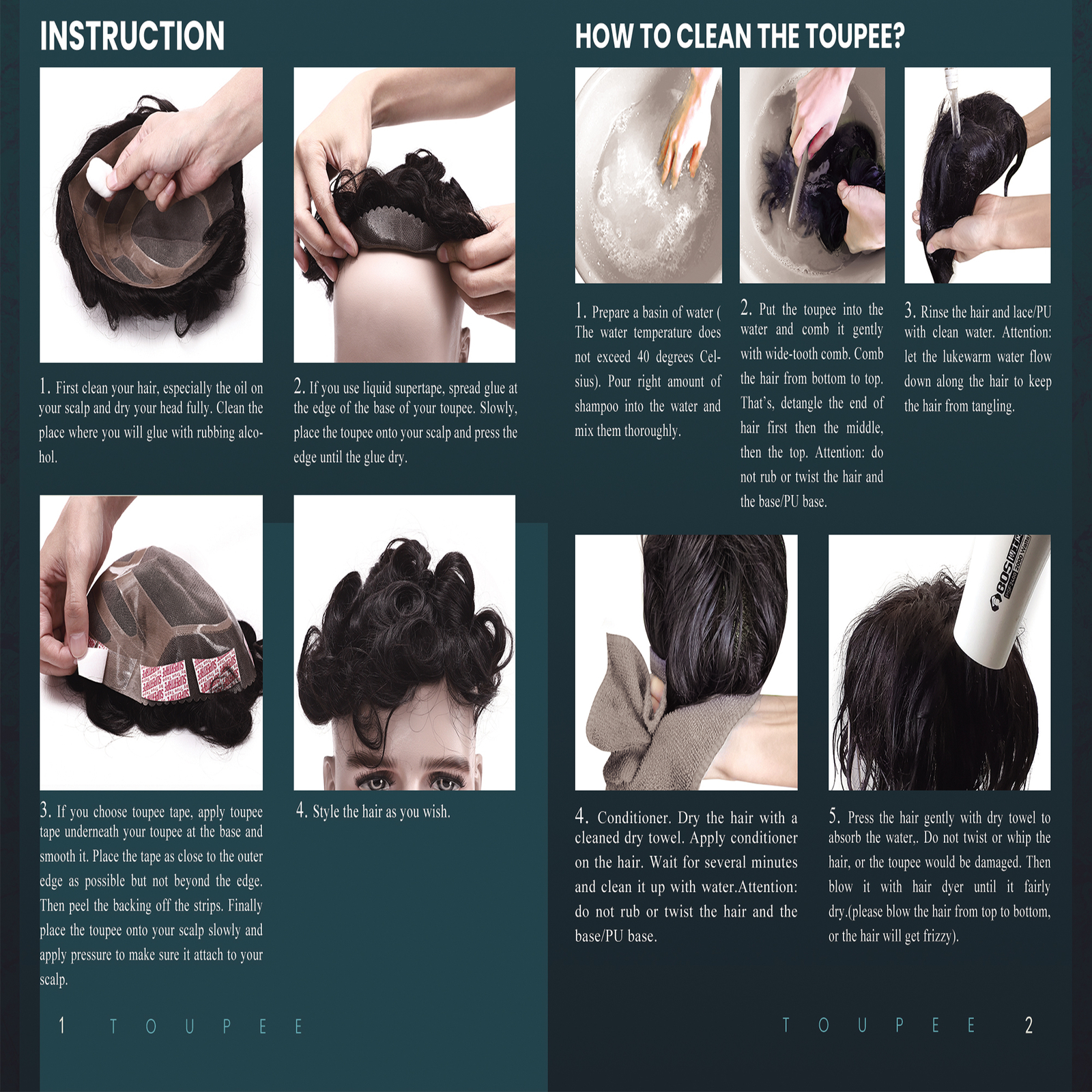 Men Toupee Hairpiece Tape In Human Hair Thin Skin V-loop Replacement System Gray