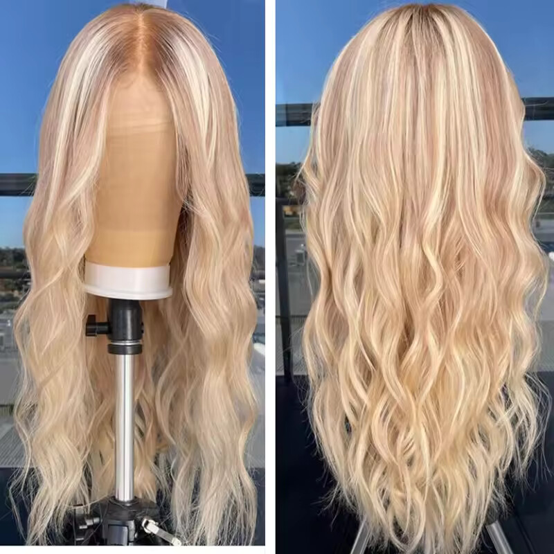 Balayage Golden blonde with Strawberry Blond Human Hair 13×4 Lace Front Wigs