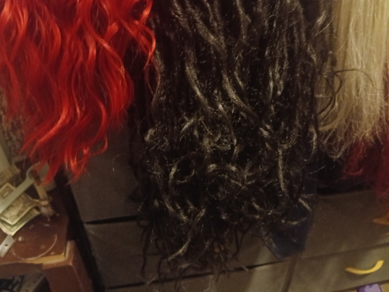 Human Hair Blend Full Lace Front Wig Long Curly, Heat-Resistant, Dark Brown