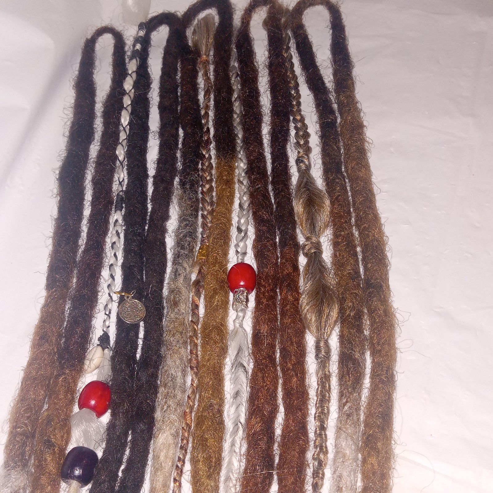 24″ Thick Dreadlock Extensions Hair Locs Ginger & White 0.8cm double-ended &SE