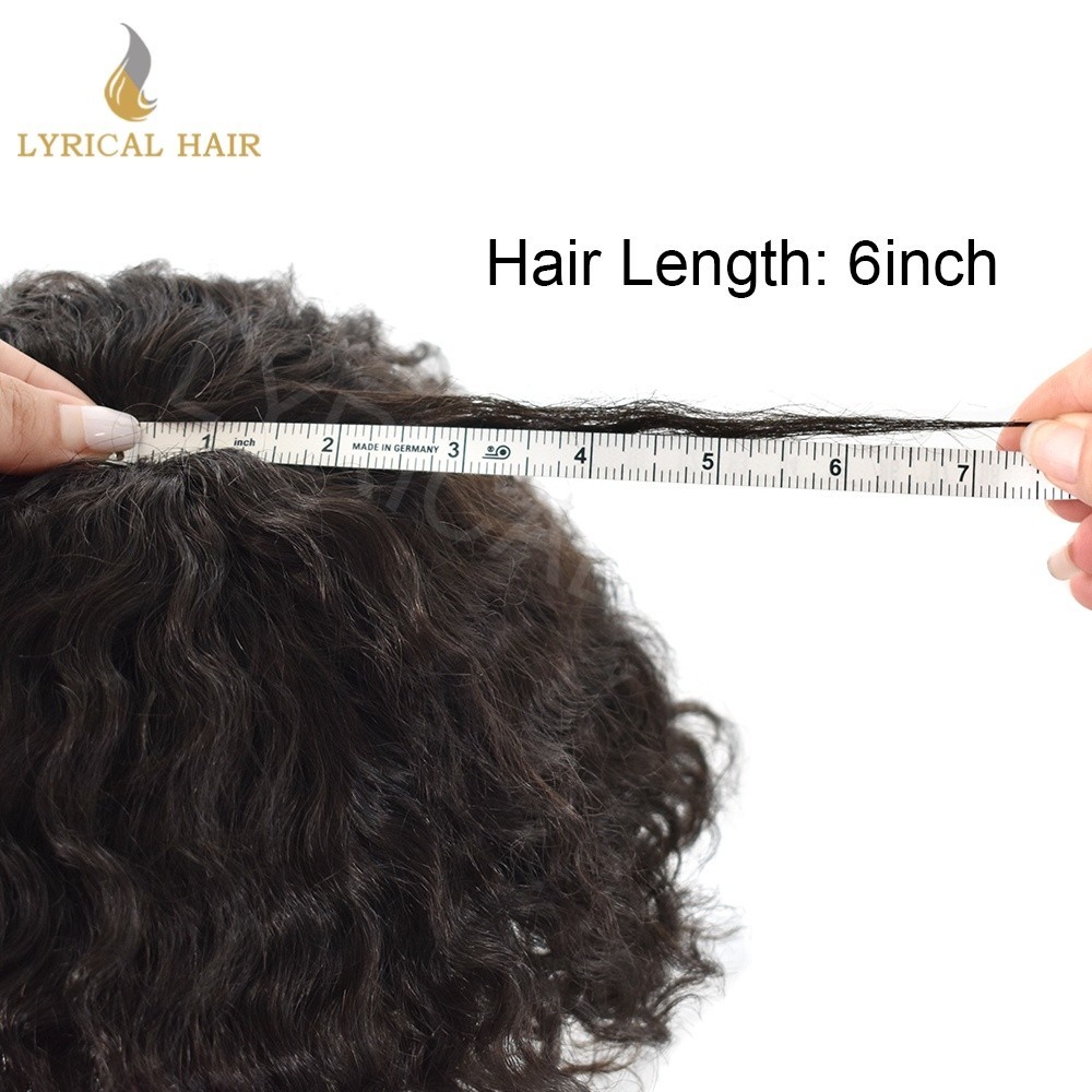 Afro Toupee For Black Men Human Hair System Injection Poly Skin PU Hairpiece Wig
