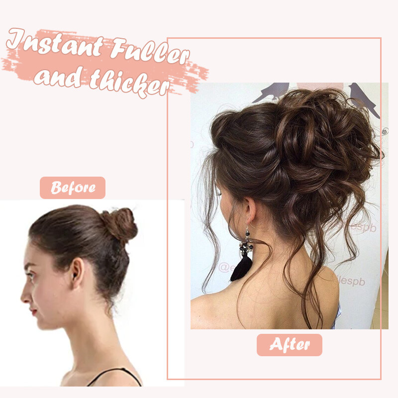 Real As Human Messy Bun Chignon Claw Clip in Hair Extensions Thick Scrunchie 65g