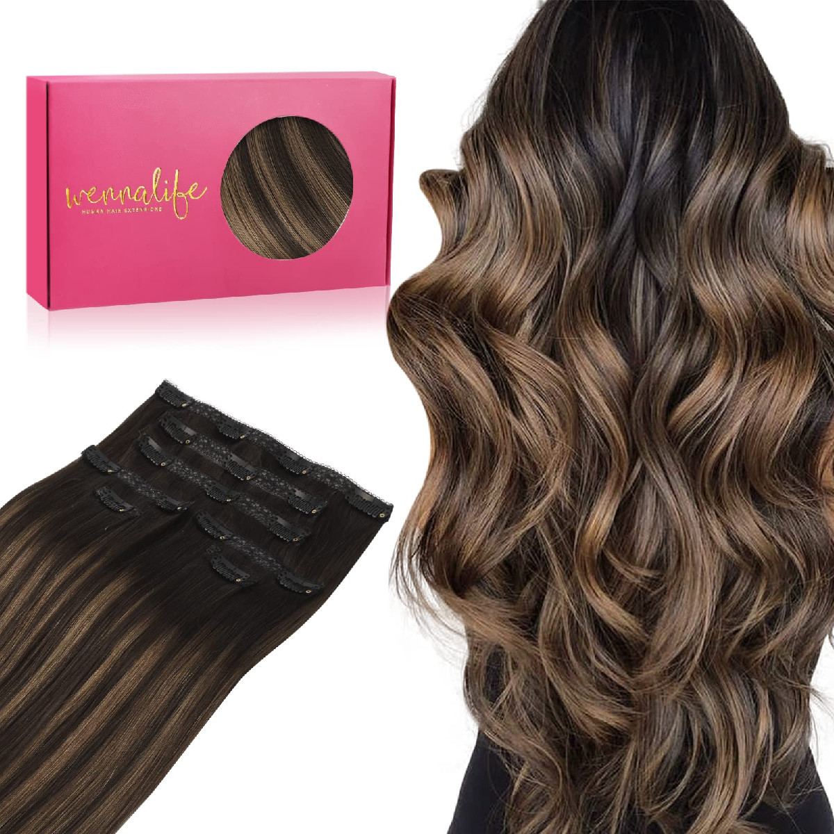 Wennalife Lace Seamless Clip In Hair Extensions Human Hair 7Pcs Ultra Invisible