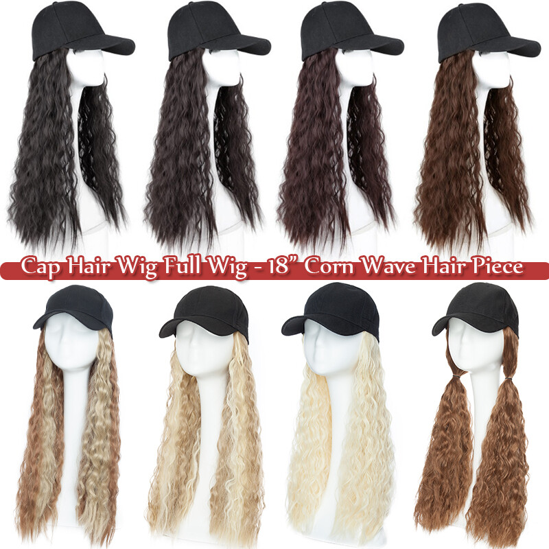Baseball Cap with Curly Hair Wig Full Wigs Long Natural Wavy HairPiece For Human