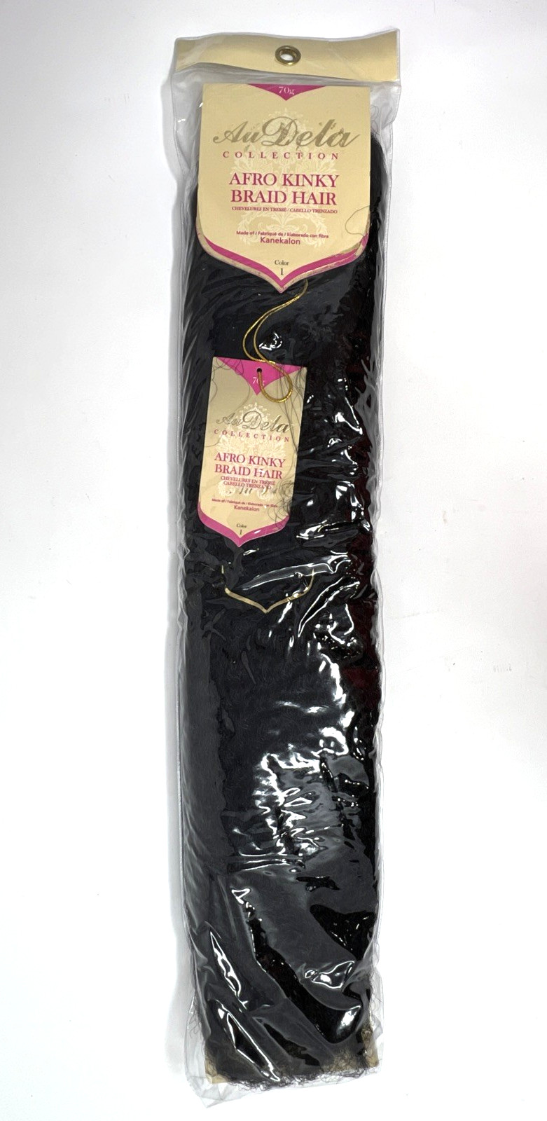 Au Dela Collection Afro Kinky Braid Hair, Kanekalon, Color 1, 70g