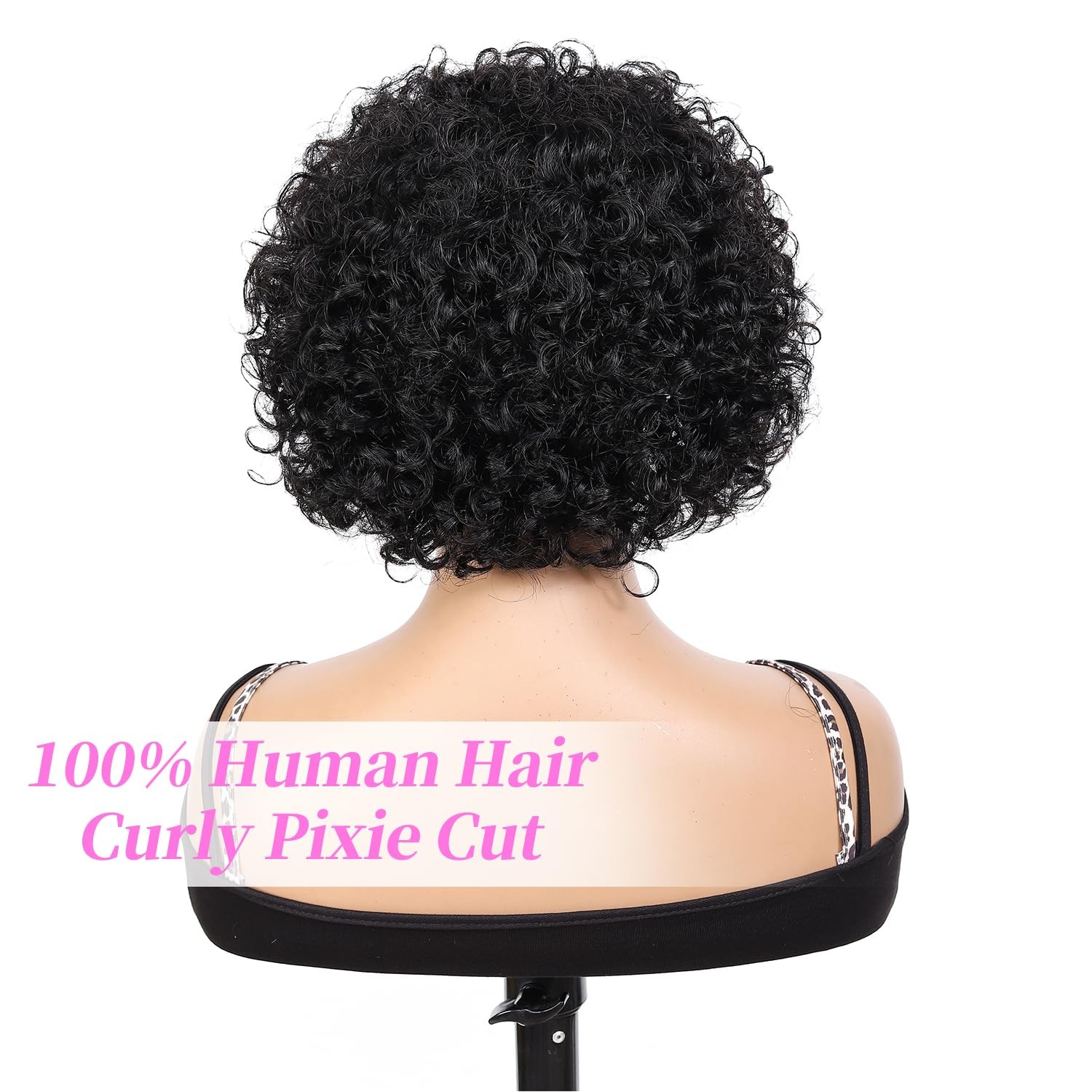 INSTASTYLE Short Curly Human Hair Wig Pixie Cut Lace Front Wigs 8inch,13×1 Pixie