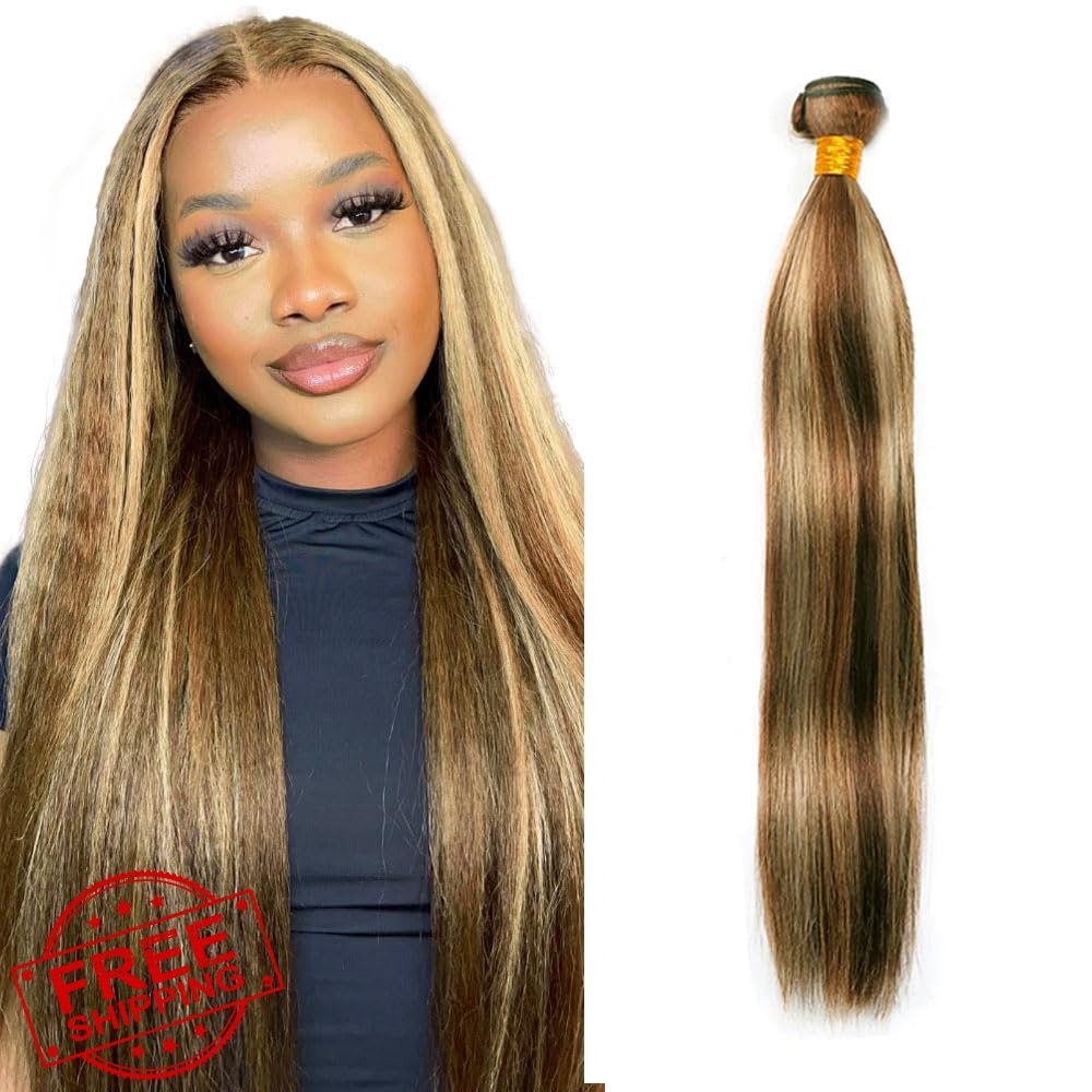 HrceYocr 28 Inch P4/613 Blonde Straight Bundle 50g
