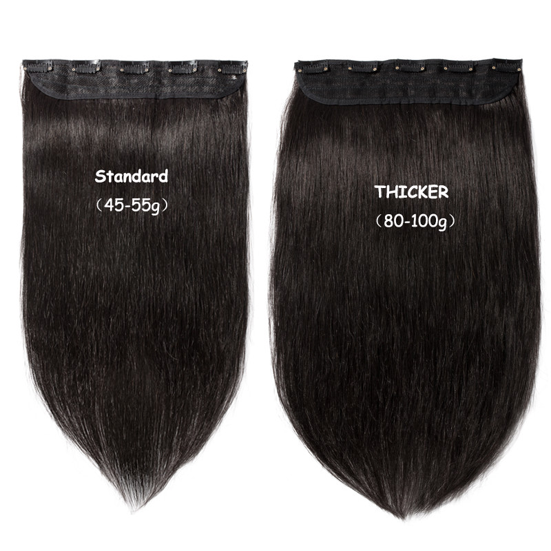 Thick One Piece Clip In 100% Remy Human Hair Extensions 3/4Full Head DIY Weft US