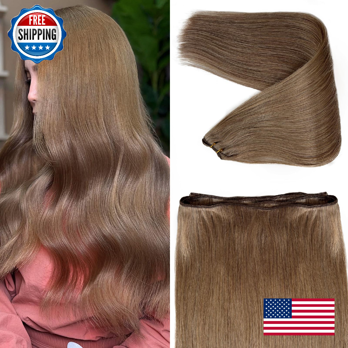 Licoville Ash Brown Hair Extensions Weft Sew In Human Hair Bundles Straight 20