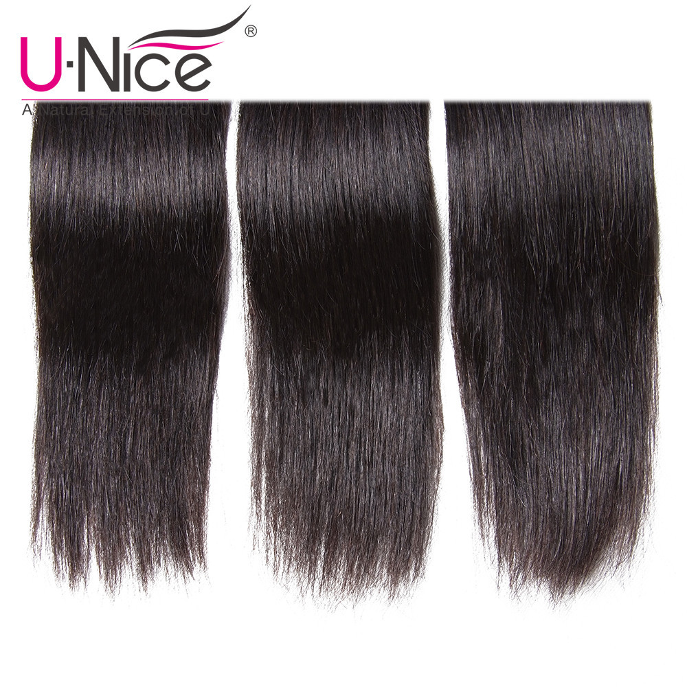 UNice Hair Indian Straight Human Hair Extensions Weaves 1-3 Bundles Weaves Wefts