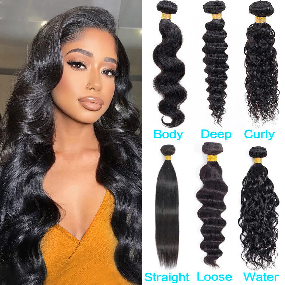 9A Yaki Curly Kinky 6 Bundles Peruvian Sew In Virgin Human Hair Extensions Weave