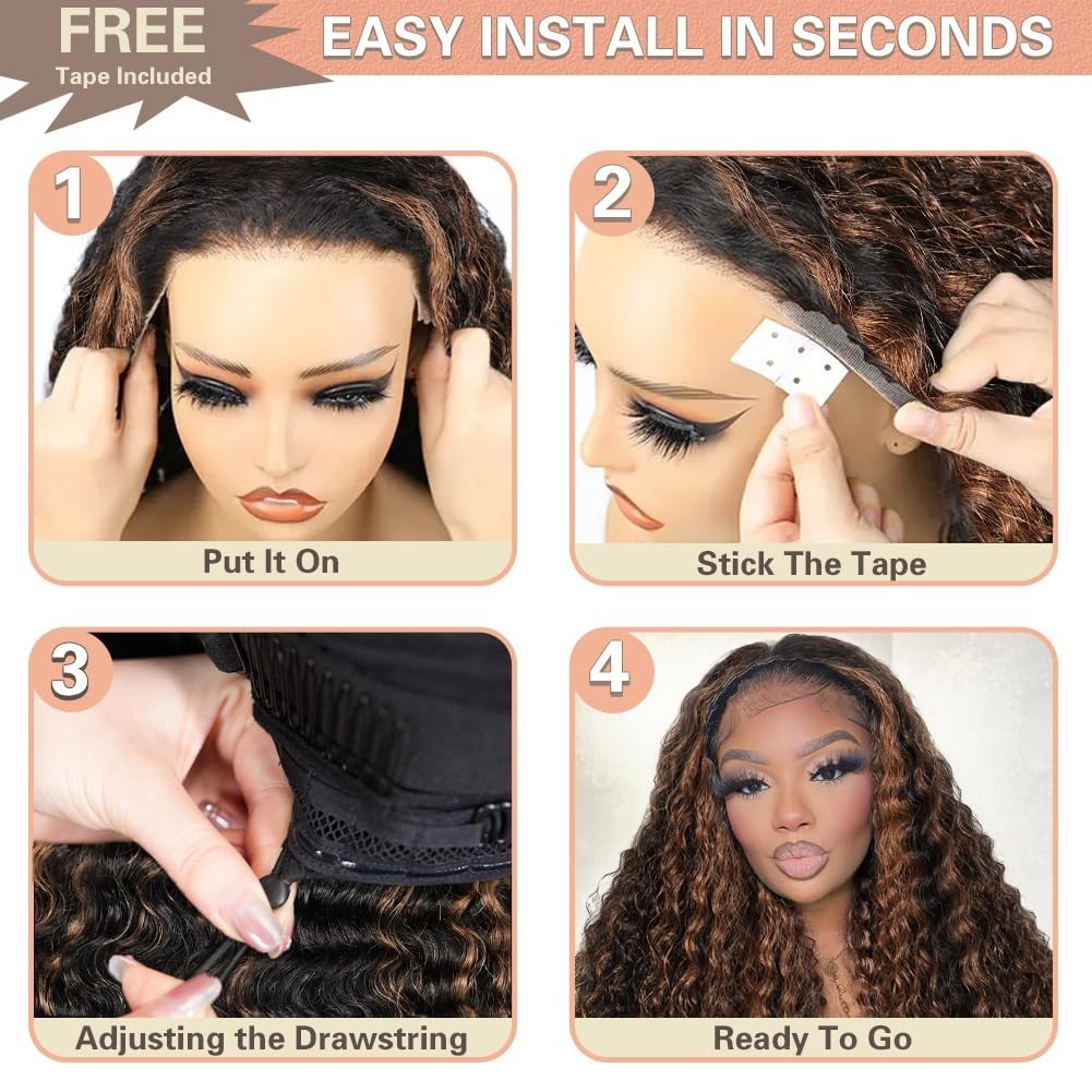 16 Inch 200 Density Balayage Glueless Lace Front Wig – Pre Plucked HD Ombre Deep