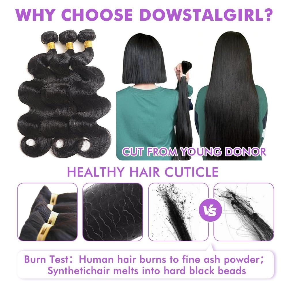 Dowstalgirl Body Wave Bundles Human Hair 12 14 16 Inch Human Hair 3 Bundles 100