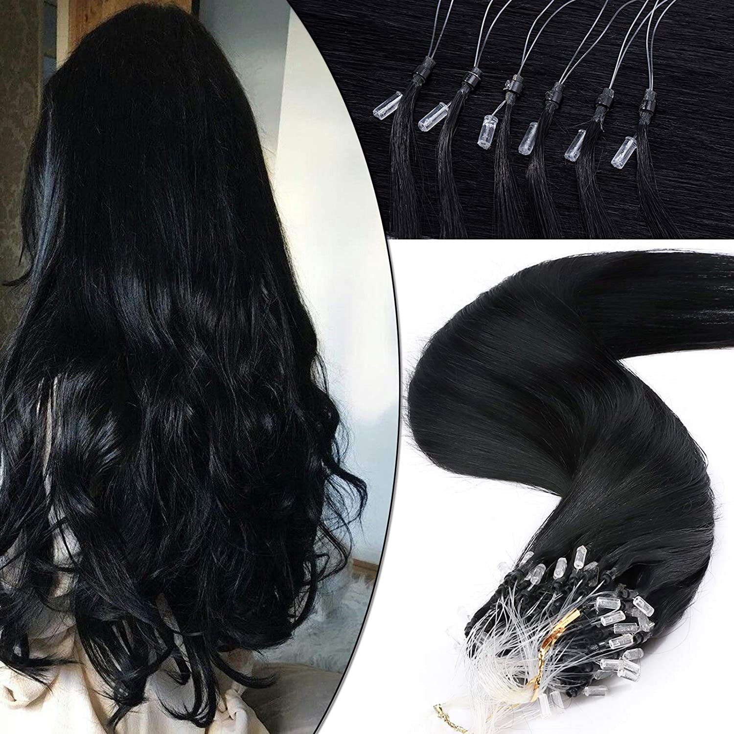 Micro Ring Loop Hair Extensions Micro Bead Tip Russian Remy Human Hair Natural