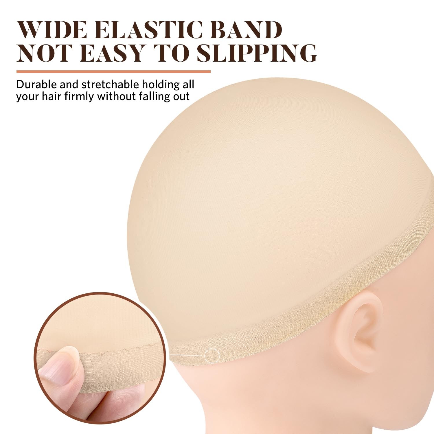 20 Pcs Wig Cap Beige, Stretchy Nylon Wig Caps for Women
