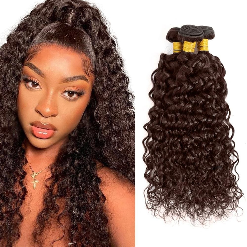 22 24 26 Inch Dark Brown Water Wave Human Hair Bundles #4 Wet & Wavy Style