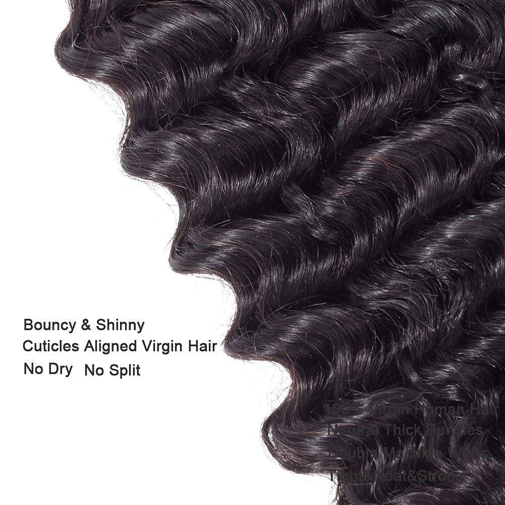 Bundles Human Hair Deep Wave 28 30 32 Inch Deep Wave Bundle #1B Natural Black…