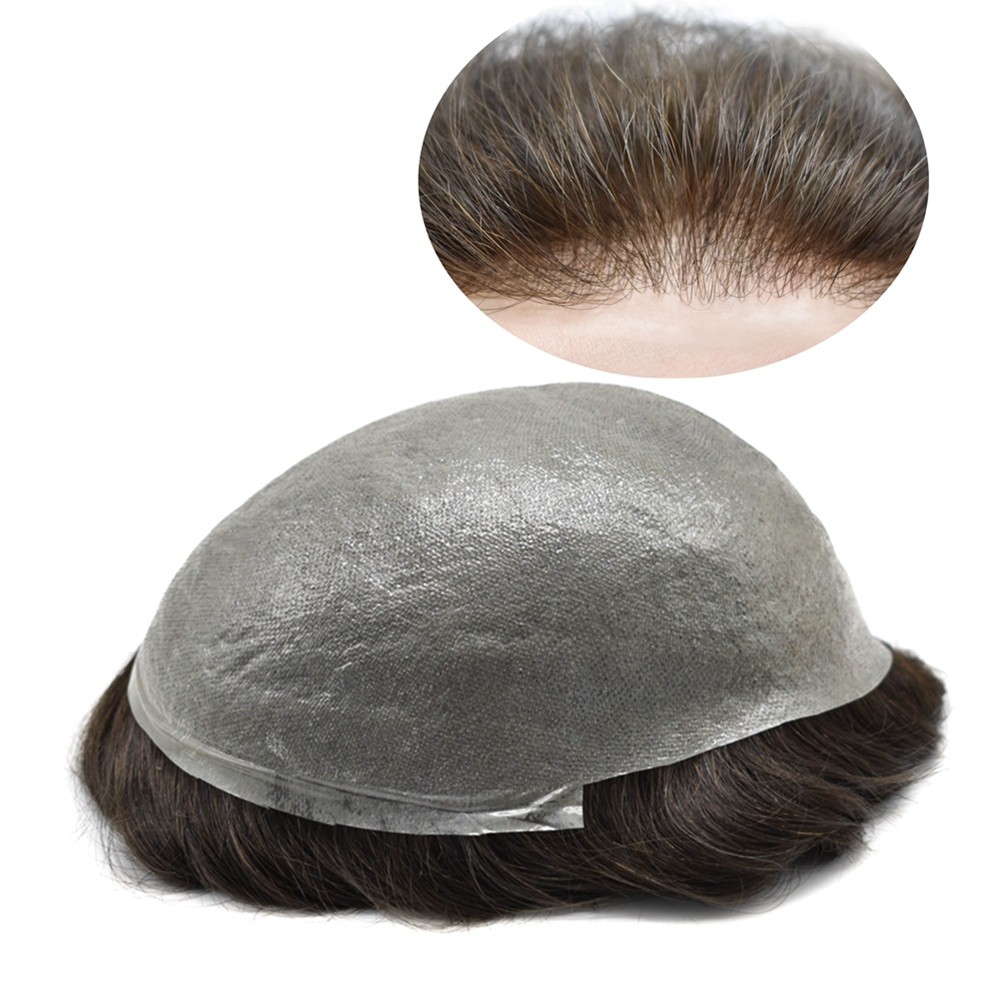 Mens Toupee Wig Thin Skin V-Loop Men Hairpiece Replacement System Units