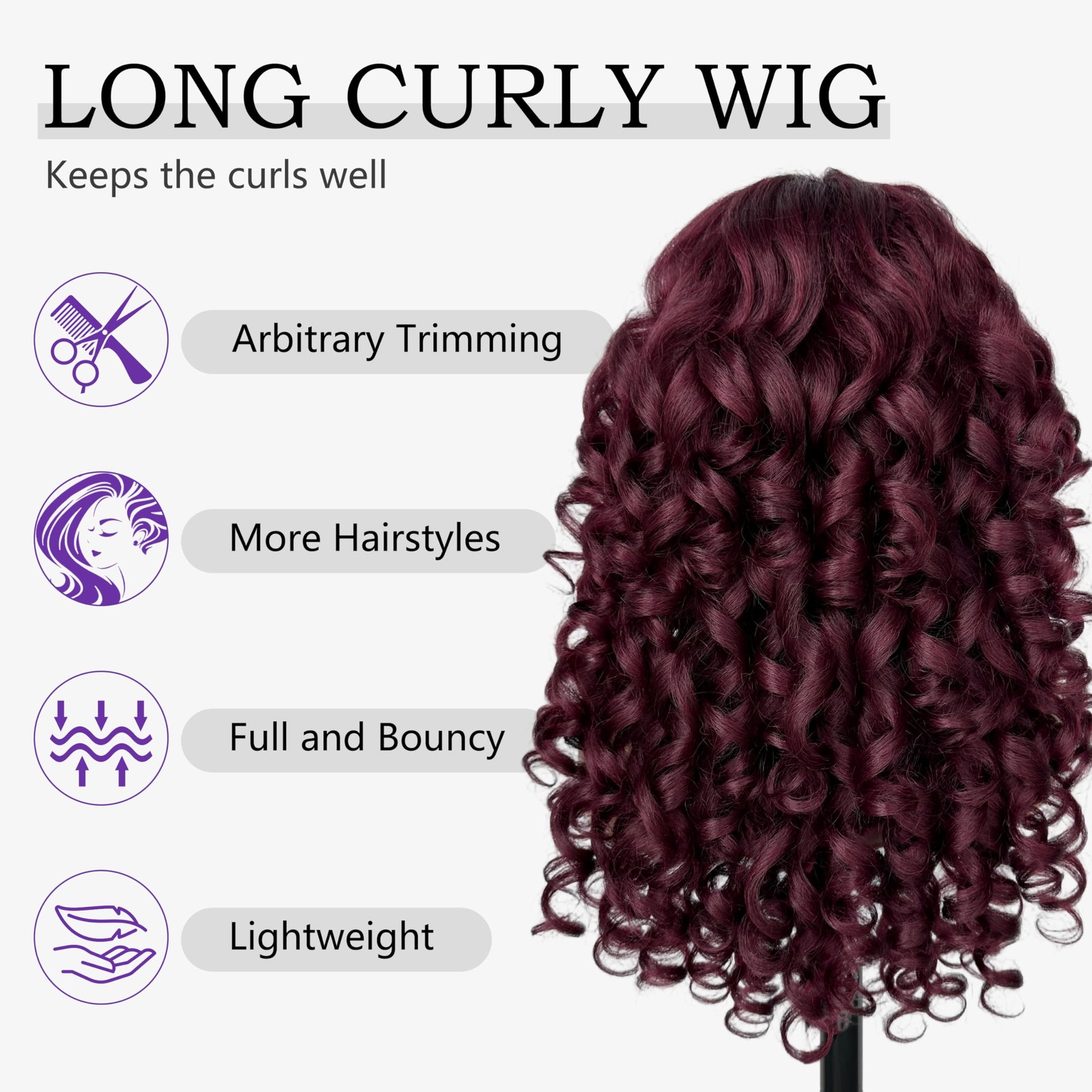 Soku Curly Lace Frontal Wigs For Black Women Long Wavy Red Burgundy Glueless