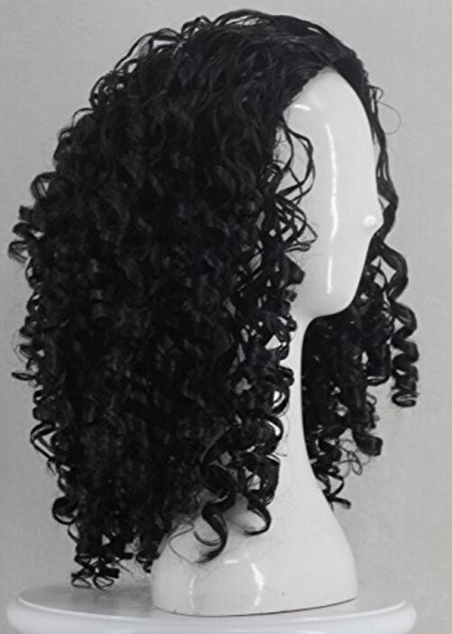Unisex Wavy Halloween Costume Full Wig Long Dark Brown (Men’s Wig) Black