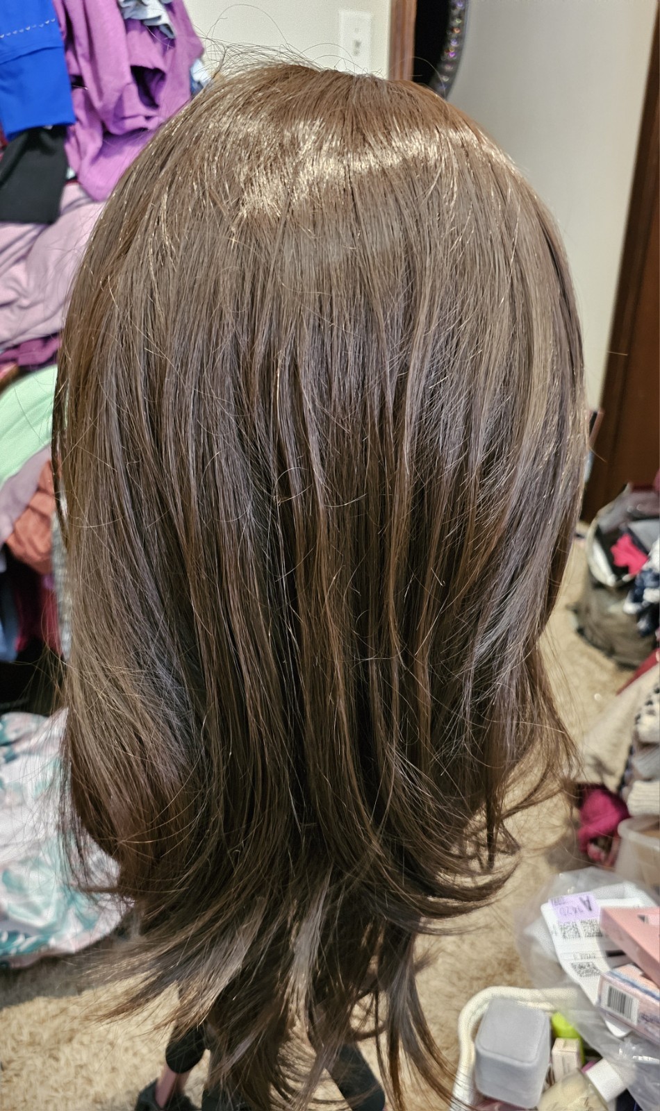 Womens Beautiful Rich Brunette Layered Wig Free Part
