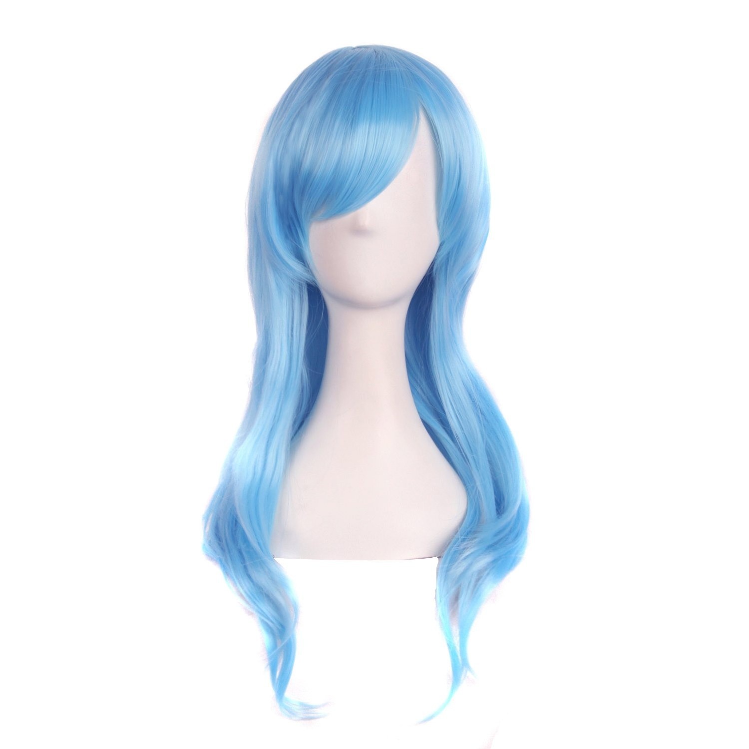 28″ 70cm Long Curly Hair Ends Costume Cosplay Wig (Azure)