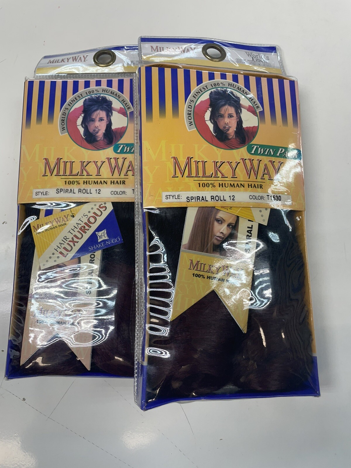 2 PK $45 Milky Way 100% Human Hair SPIRAL ROLL Twin Pack Piano Color T1530 12”