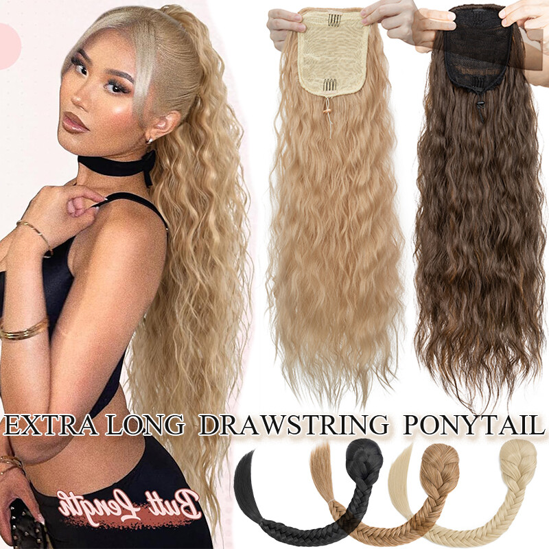 Thick Hair Ponytail Clip In Real As Human Drawstring Pony Tail LONG Extensions