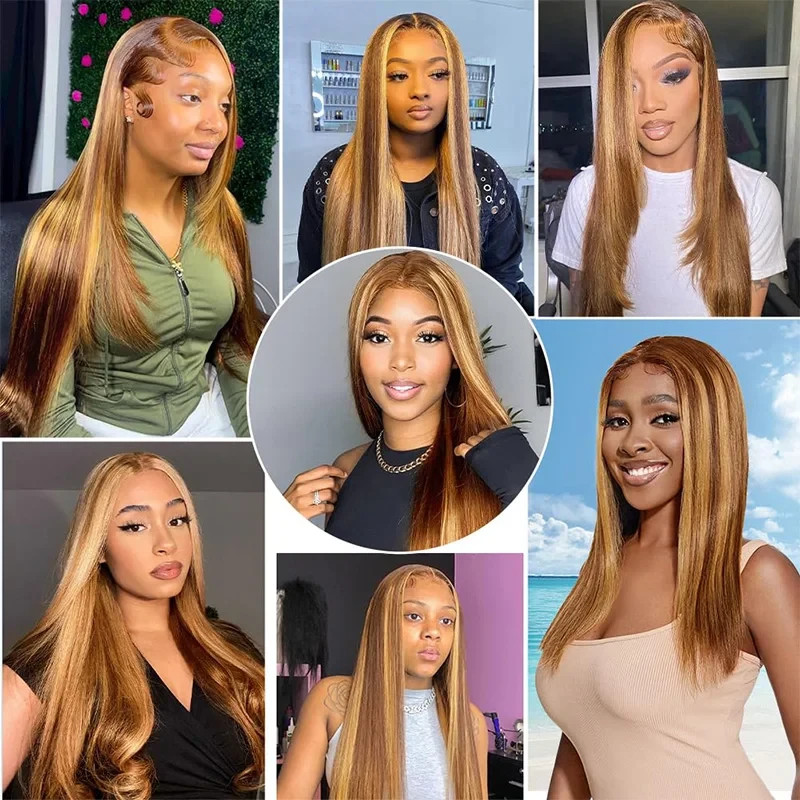 4/27 Highlight Silk Base 100% Human Hair Topper For Woman Remy Hair Lace Closure